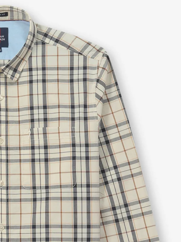 INDIAN TERRAIN beige cottn shirt with checks