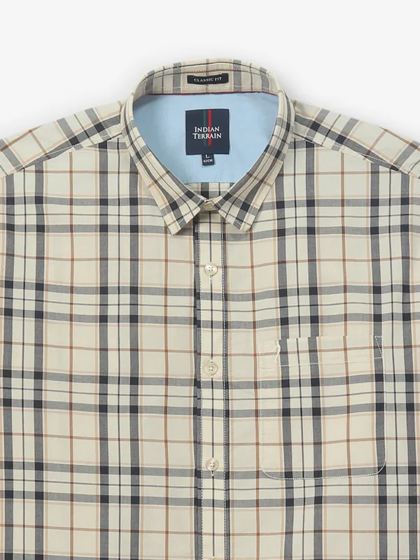 INDIAN TERRAIN beige cottn shirt with checks