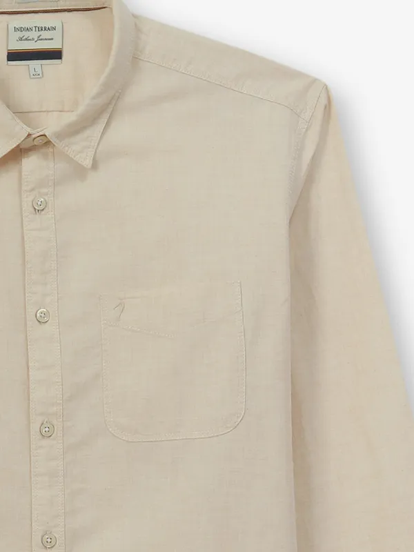 INDIAN TERRAIN beige plain shirt in cotton