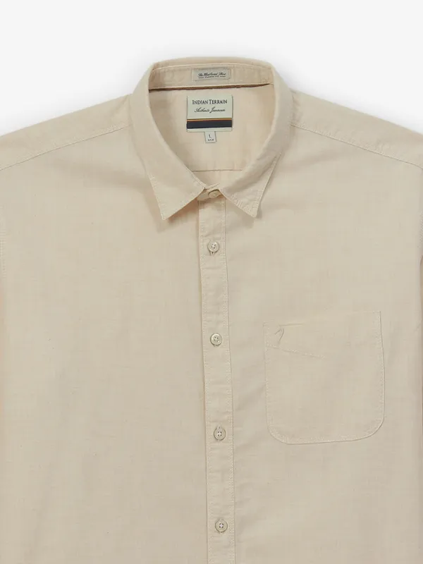 INDIAN TERRAIN beige plain shirt in cotton
