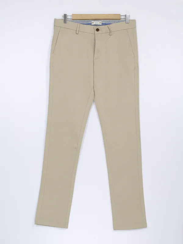 Indian Terrain beige solid cotton trouser