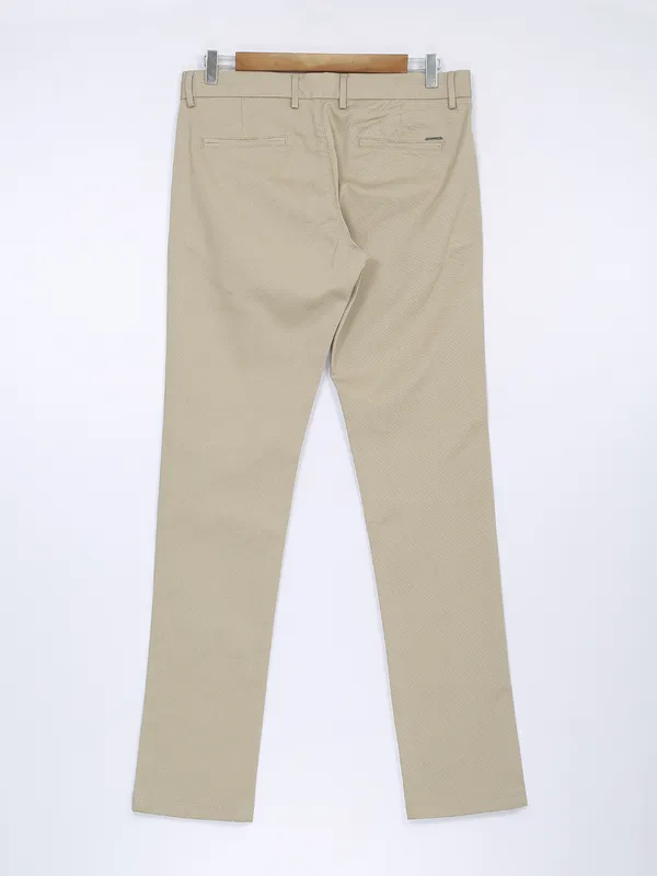 Indian Terrain beige solid cotton trouser