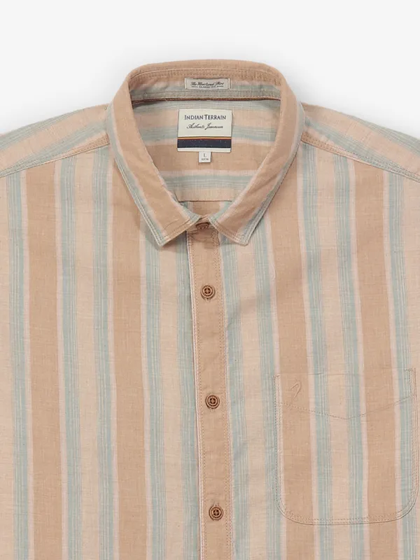 INDIAN TERRAIN beige striped cotton shirt