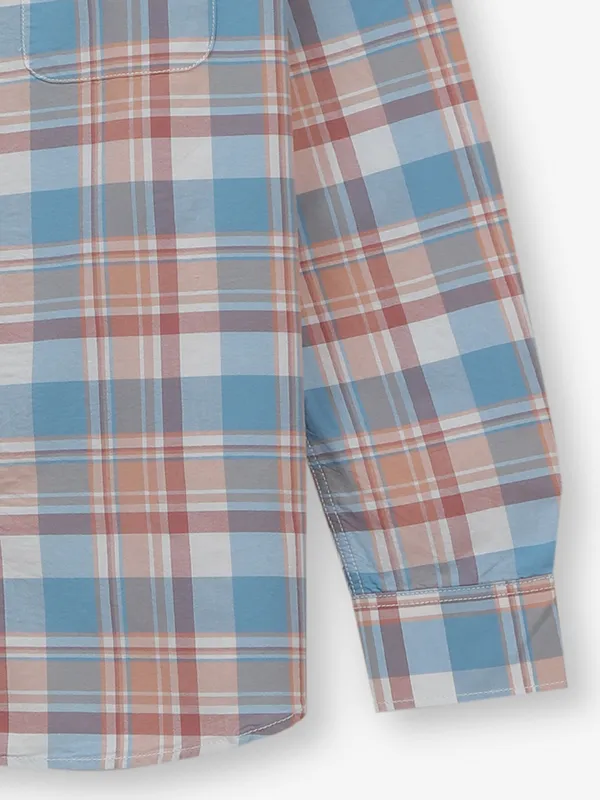 INDIAN TERRAIN blue and peach cotton shirt