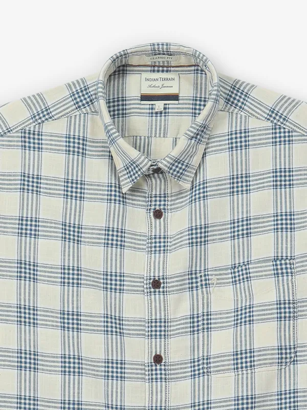 INDIAN TERRAIN blue checks cotton shirt for mens