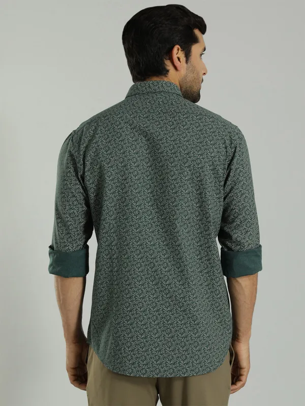INDIAN TERRAIN bottle green printed shirt