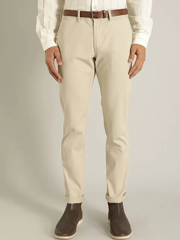 Indian Terrain brooklyn fit cotton trouser in beige
