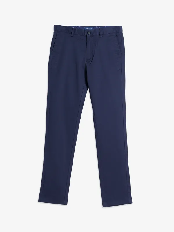 Indian Terrain brooklyn fit navy cotton trouser