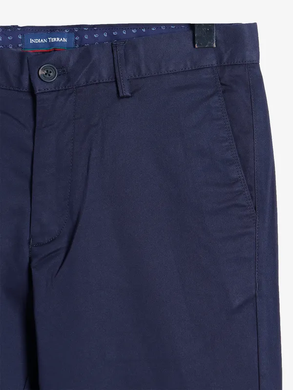 Indian Terrain brooklyn fit navy cotton trouser