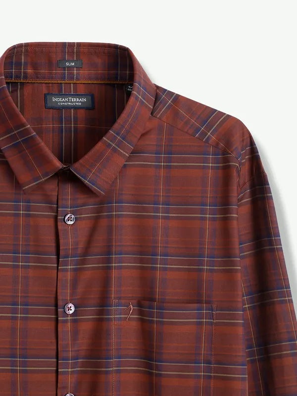 Indian Terrain brown checks cotton shirt
