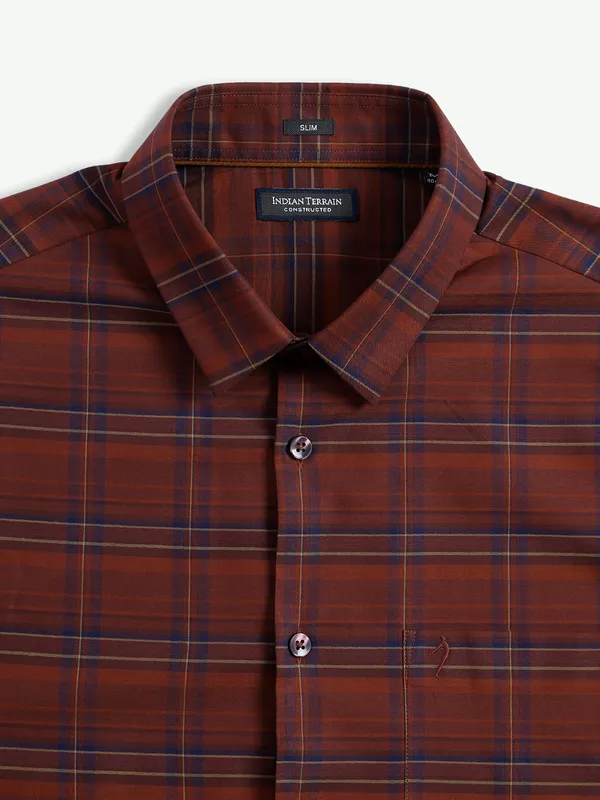 Indian Terrain brown checks cotton shirt