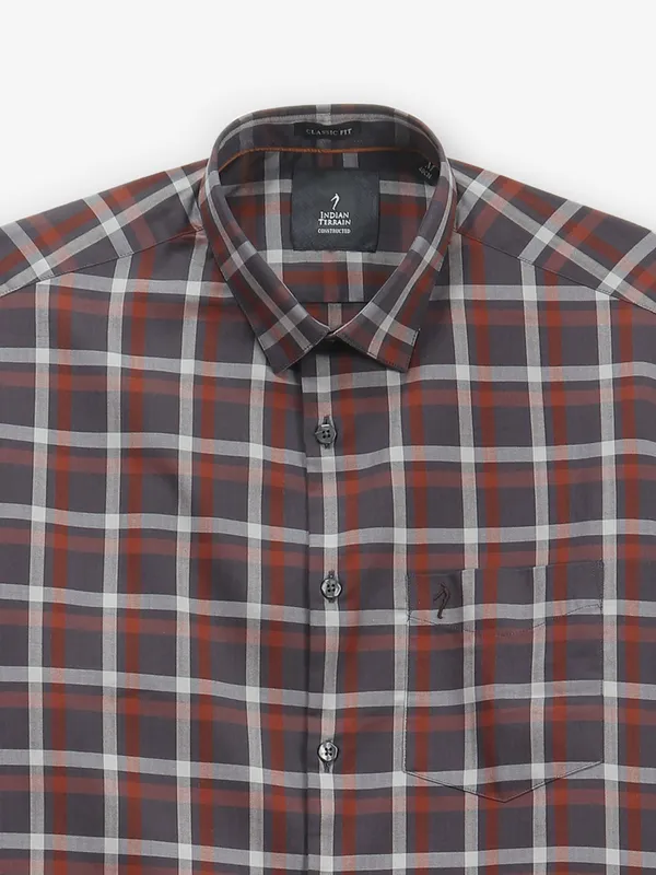 INDIAN TERRAIN checks brown cotton shirt