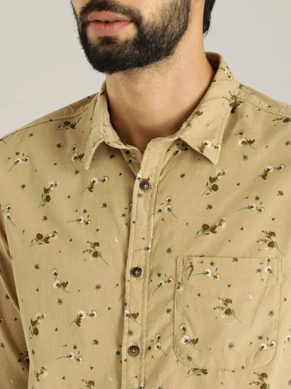 Indian Terrain cotton beige printed shirt