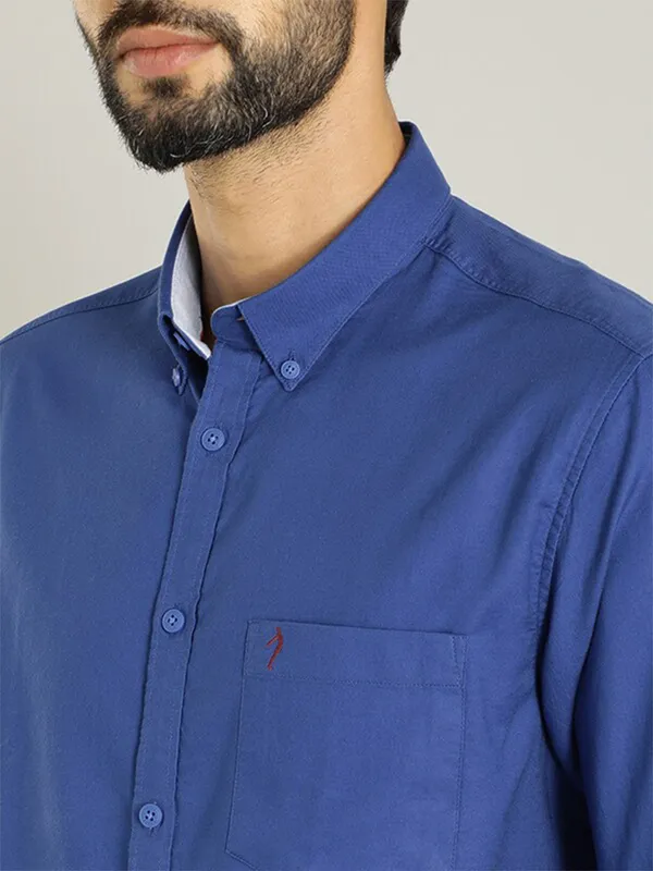 Indian Terrain cotton blue plain shirt