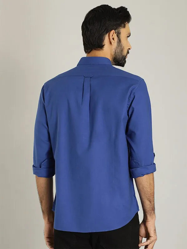 Indian Terrain cotton blue plain shirt