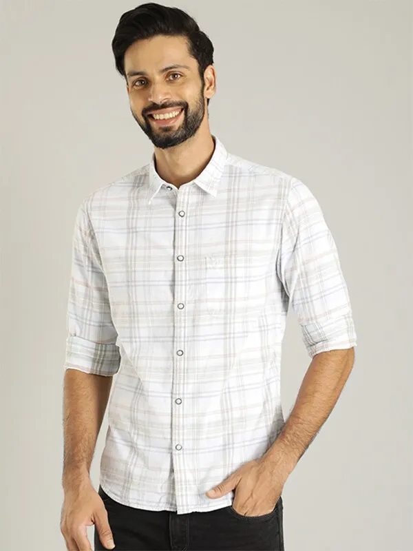 Indian Terrain cotton checks light blue shirt