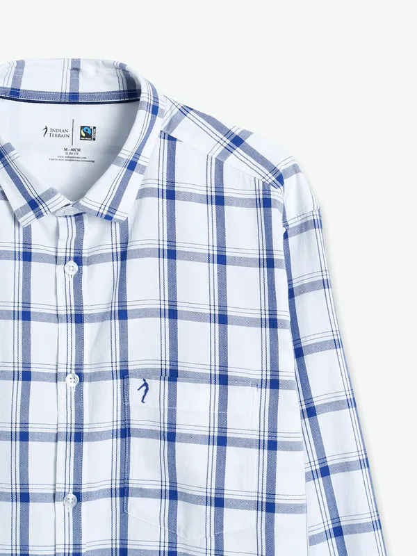 Indian Terrain cotton checks white shirt