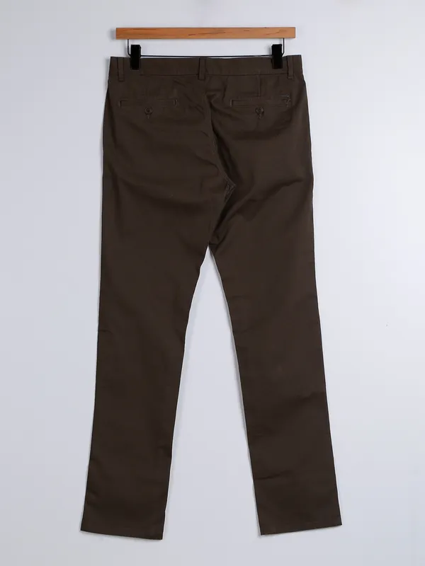 Indian Terrain cotton dark brown solid trouser