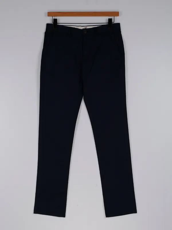 Indian Terrain cotton navy solid men trouser