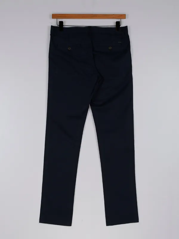 Indian Terrain cotton navy solid men trouser