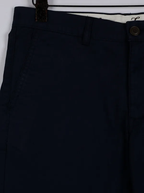 Indian Terrain cotton navy solid men trouser