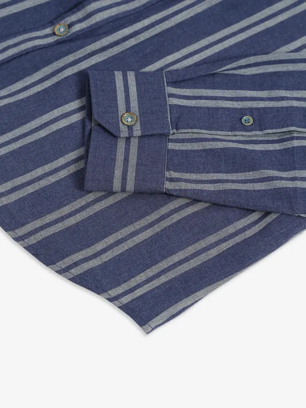 Indian Terrain cotton navy stripe shirt