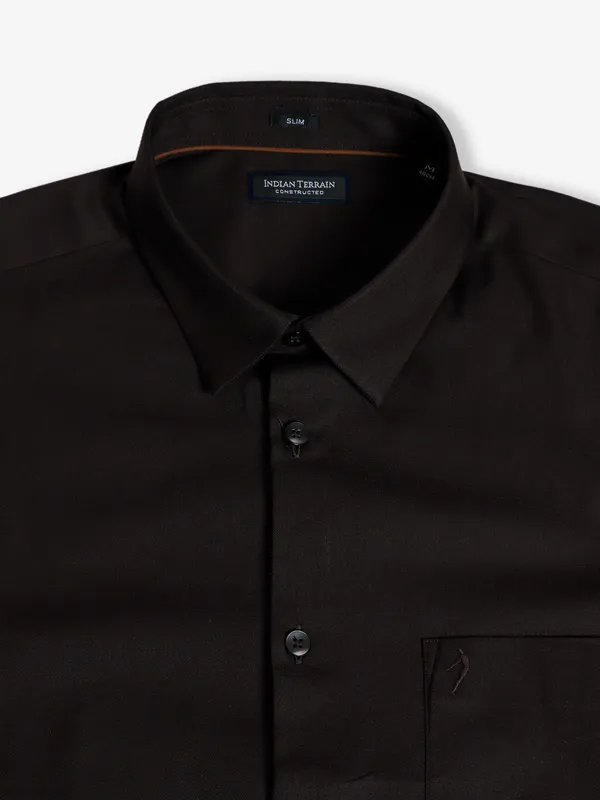 Indian Terrain cotton plain brown shirt