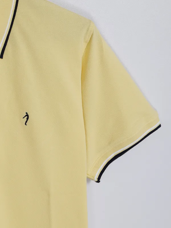 Indian Terrain cotton plain light yellow t shirt