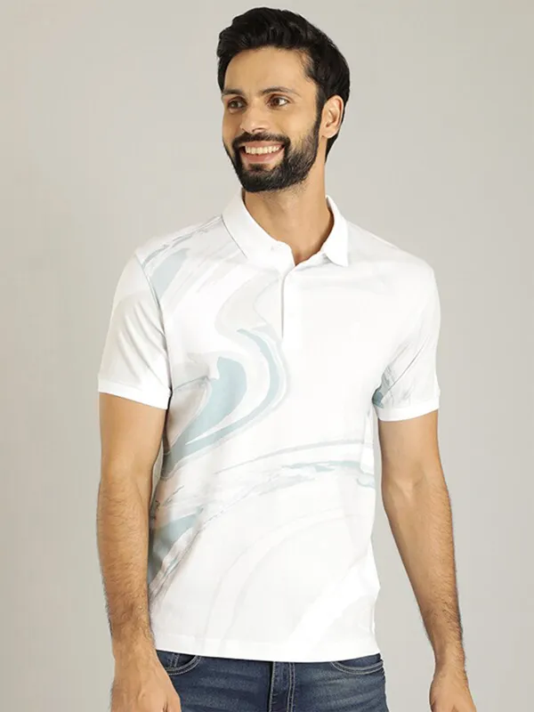 Indian Terrain cotton white slim fit t shirt