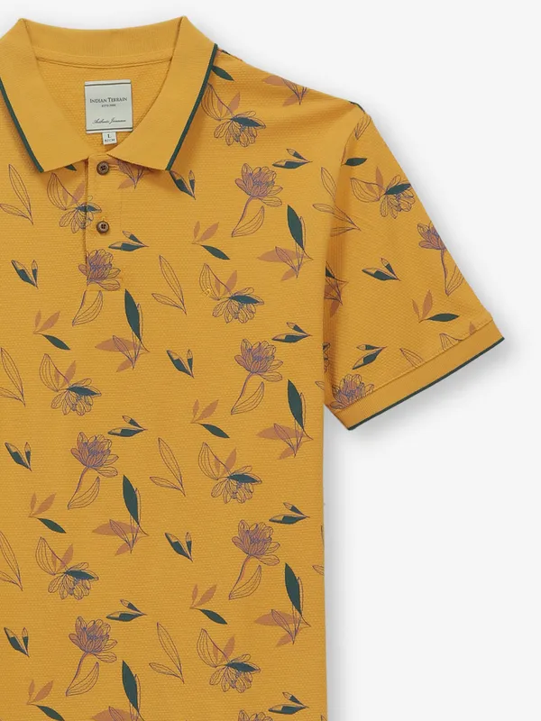 INDIAN TERRAIN cotton yellow printed t-shirt