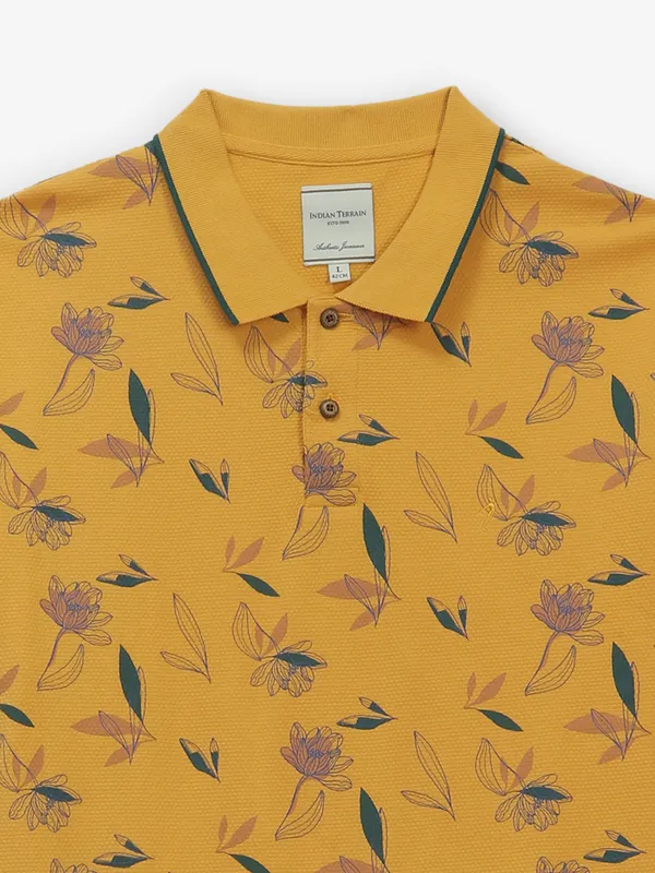 INDIAN TERRAIN cotton yellow printed t-shirt
