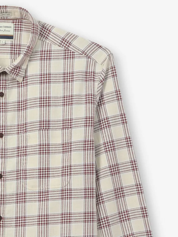 INDIAN TERRAIN cream cotton shirt with checks