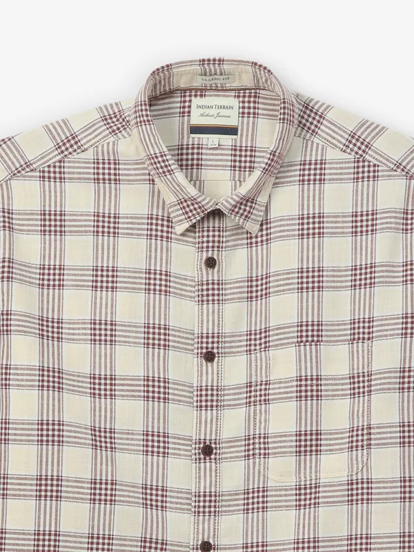 INDIAN TERRAIN cream cotton shirt with checks