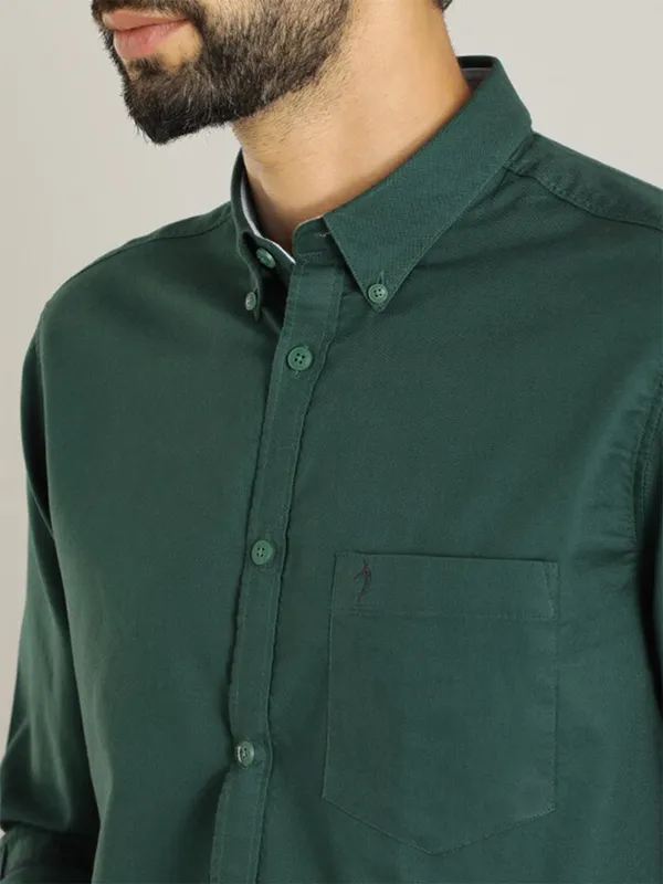 Indian Terrain dark green cotton full sleeves shirt