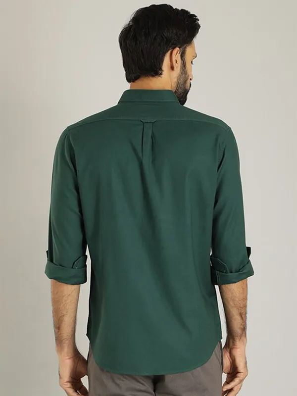 Indian Terrain dark green cotton full sleeves shirt