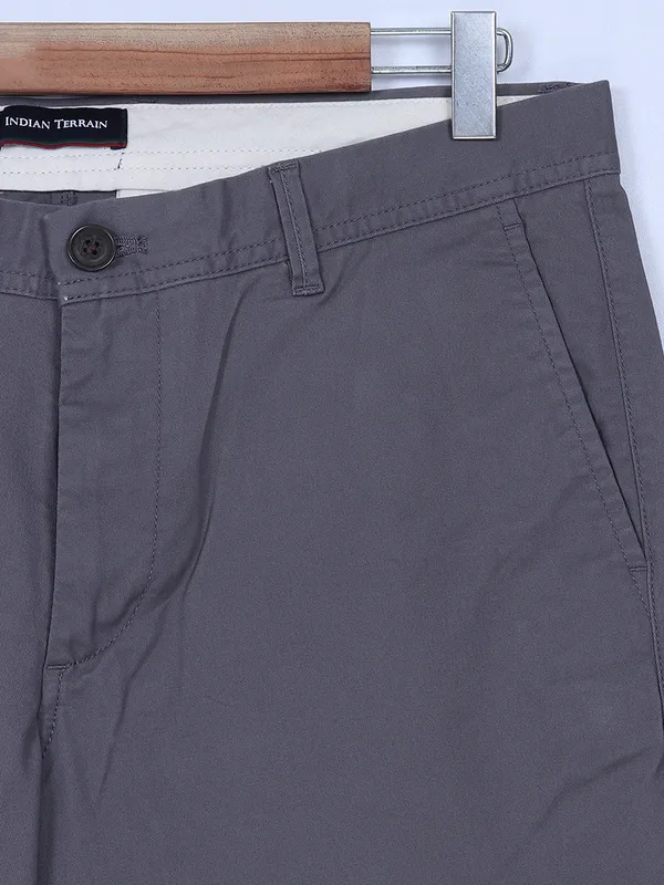 Indian Terrain dark grey cotton solid trouser