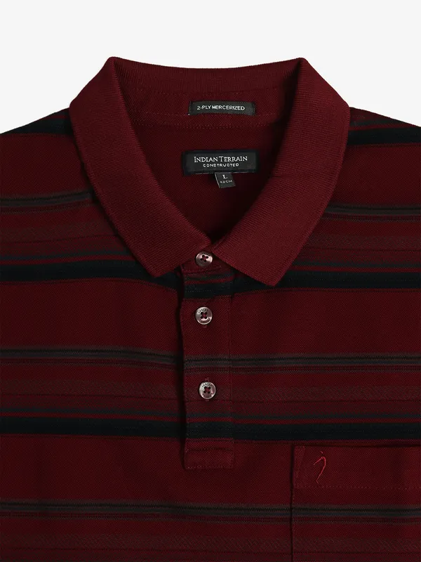 INDIAN TERRAIN dark maroon stripe cotton t-shirt