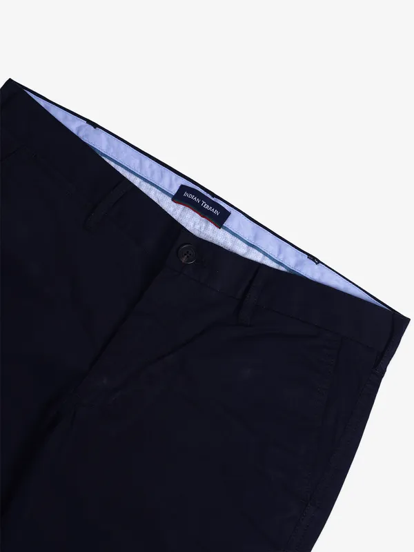 INDIAN TERRAIN dark navy solid cotton trouser