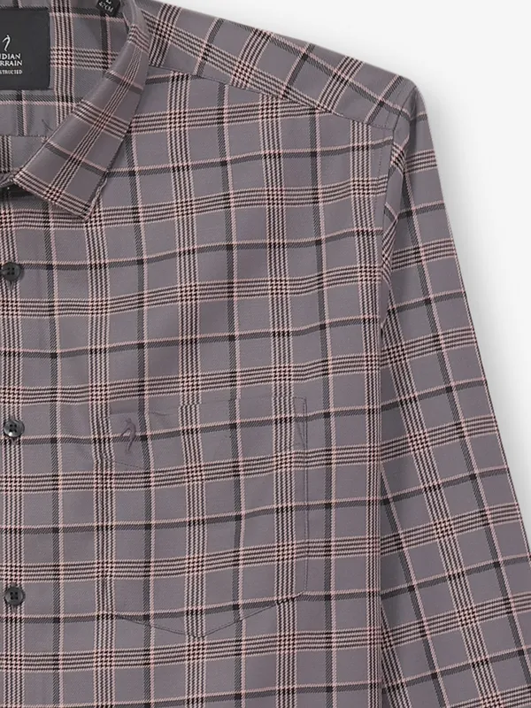 INDIAN TERRAIN grey checks cotton shirt