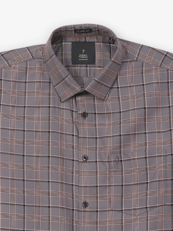 INDIAN TERRAIN grey checks cotton shirt