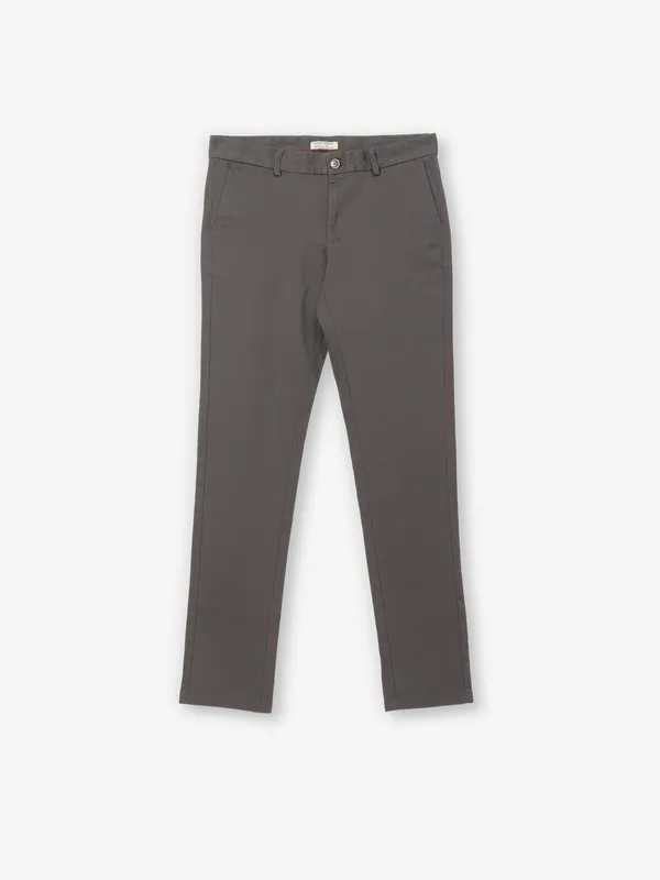 INDIAN TERRAIN grey textured slim fit trouser for mens