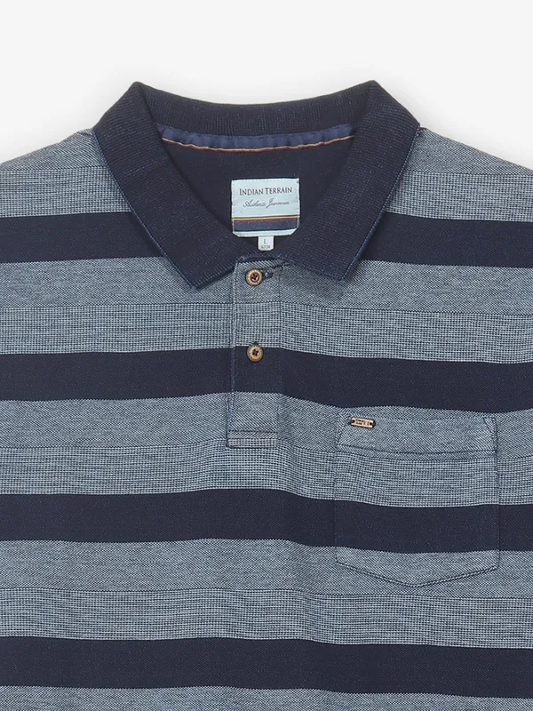 INDIAN TERRAIN indigo blue stripe cotton t-shirt