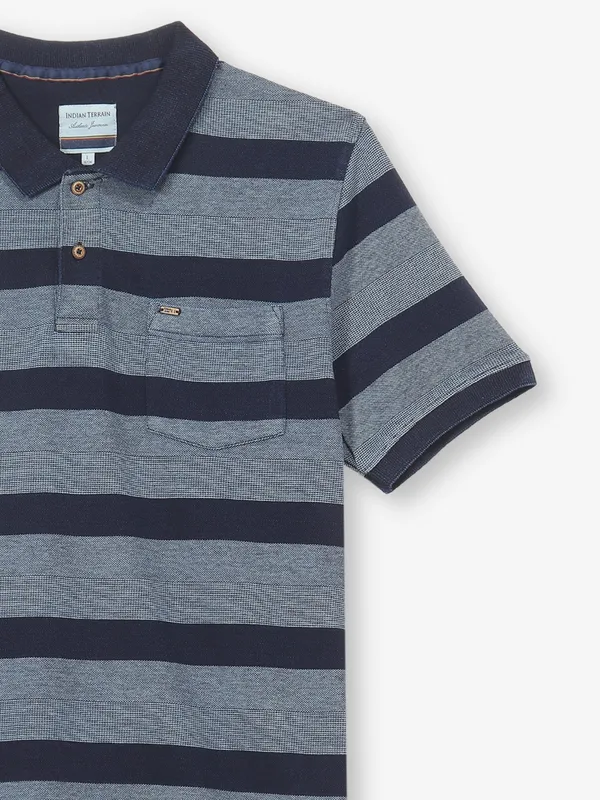INDIAN TERRAIN indigo blue stripe cotton t-shirt