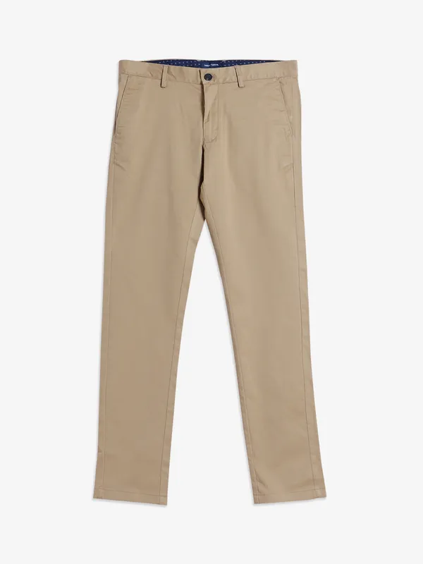 Indian Terrain khaki brooklyn fit cotton trouser