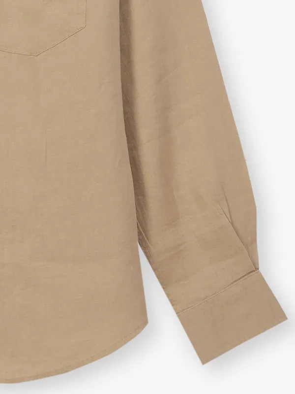 INDIAN TERRAIN khaki plain casual cotton shirt