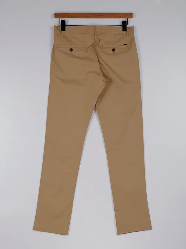 Indian Terrain khaki solid cotton trouser