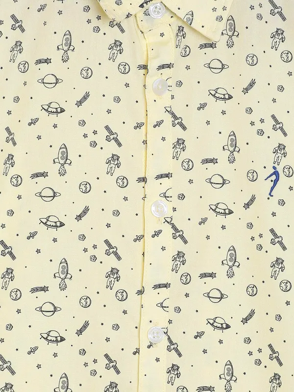 Indian Terrain lemon yellow printed shirt