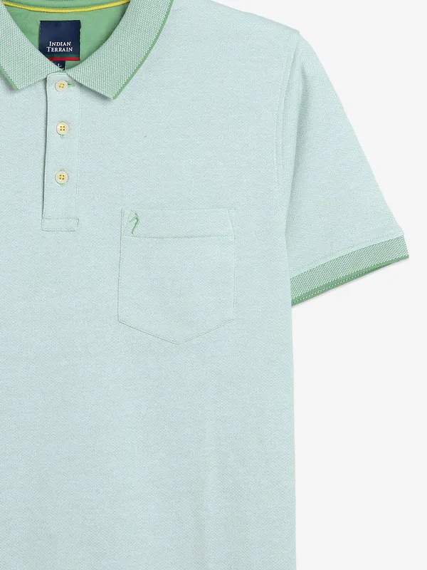INDIAN TERRAIN light green regular fit polo t-shirt