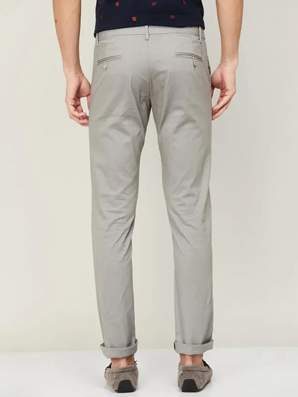 Indian Terrain light grey cotton trouser in solid