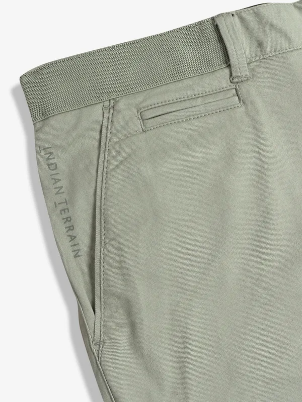 INDIAN TERRAIN light grey solid slim fit shorts